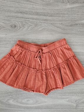Coral Tiered Ruffle Knit Shorts